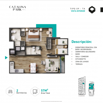 Plano del modelo Tipo X09 del proyecto CATALINA PARK en La Victoria