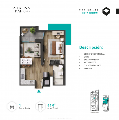 Plano del modelo Tipo 101 del proyecto CATALINA PARK en La Victoria