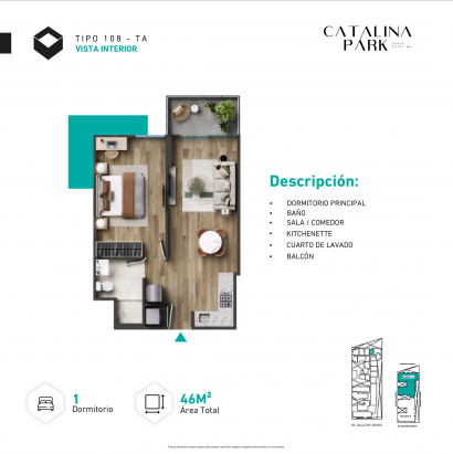 Plano del modelo Tipo 108 del proyecto CATALINA PARK en La Victoria