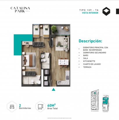 Plano del modelo Tipo 109 del proyecto CATALINA PARK en La Victoria