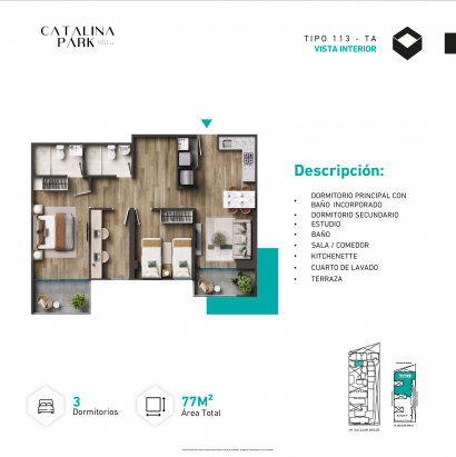 Plano del modelo Tipo 113 del proyecto CATALINA PARK en La Victoria