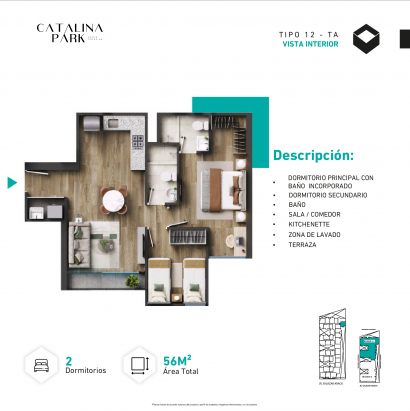Plano del modelo Tipo X12 del proyecto CATALINA PARK en La Victoria