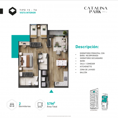 Plano del modelo Tipo X15 del proyecto CATALINA PARK en La Victoria