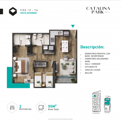 Plano del modelo Tipo X19 del proyecto CATALINA PARK en La Victoria