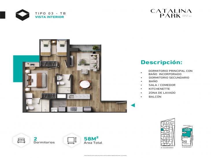 Plano del modelo Tipo X03-B del proyecto CATALINA PARK en La Victoria