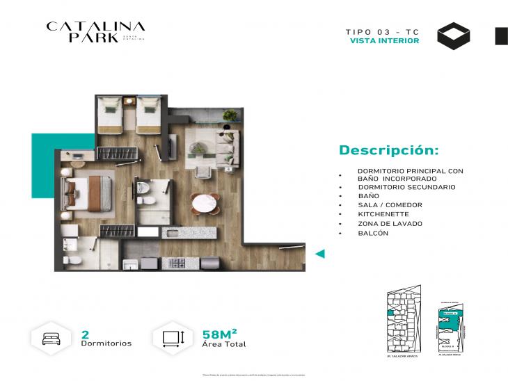 Plano del modelo Tipo X03-C del proyecto CATALINA PARK en La Victoria