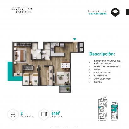 Plano del modelo Tipo X04-C del proyecto CATALINA PARK en La Victoria