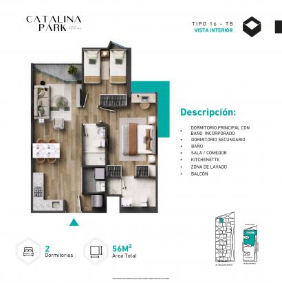Plano del modelo Tipo X16-B del proyecto CATALINA PARK en La Victoria