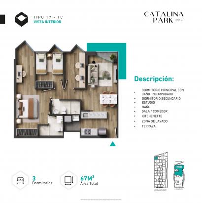 Plano del modelo Tipo X17-C del proyecto CATALINA PARK en La Victoria