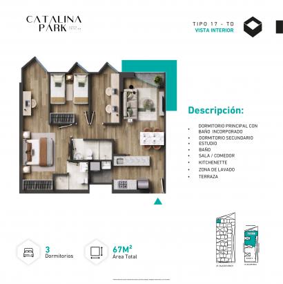Plano del modelo Tipo X17-D del proyecto CATALINA PARK en La Victoria