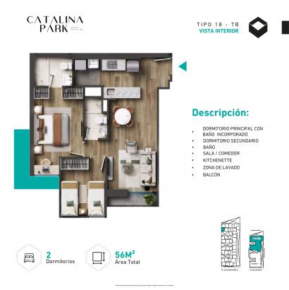 Plano del modelo Tipo X18-B del proyecto CATALINA PARK en La Victoria