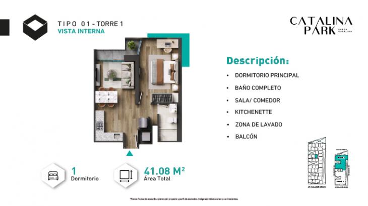 Plano del modelo Tipo X01 del proyecto CATALINA PARK en La Victoria