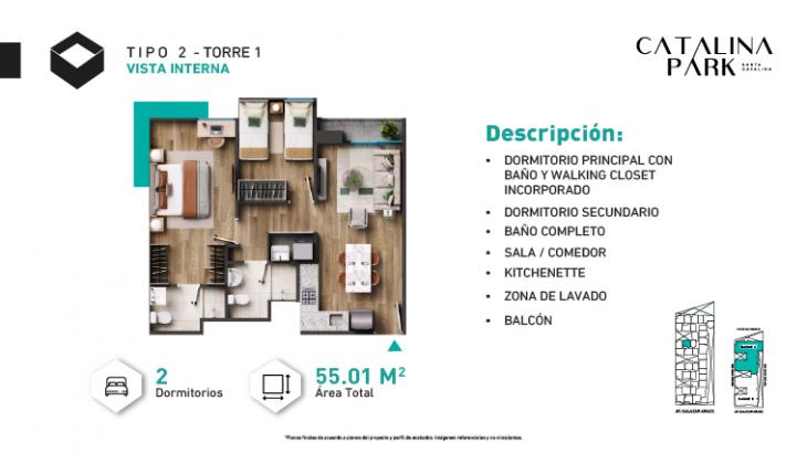 Plano del modelo Tipo X02 del proyecto CATALINA PARK en La Victoria
