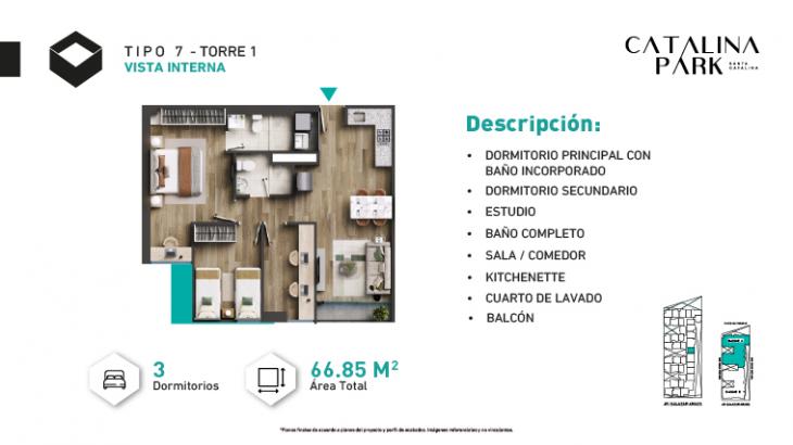 Plano del modelo Tipo X07 del proyecto CATALINA PARK en La Victoria