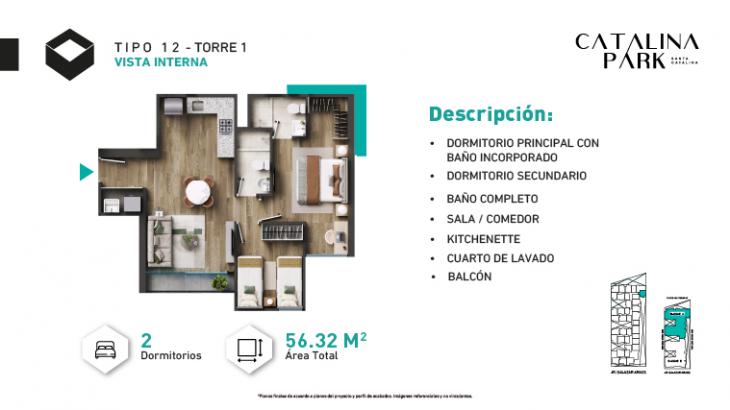 Plano del modelo Tipo X12 del proyecto CATALINA PARK en La Victoria