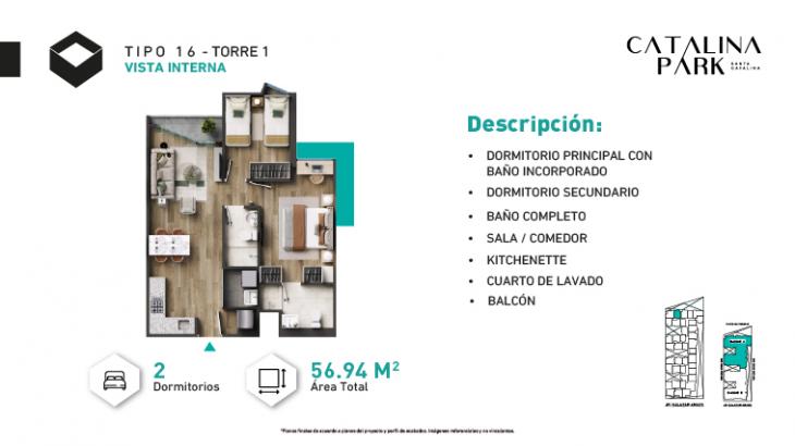 Plano del modelo Tipo X16-A del proyecto CATALINA PARK en La Victoria
