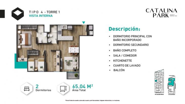 Plano del modelo Tipo X04-A del proyecto CATALINA PARK en La Victoria