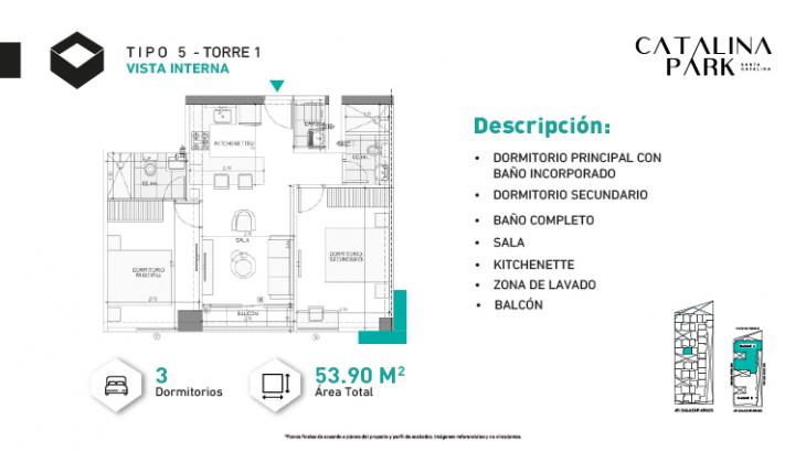 Plano del modelo Tipo X05 del proyecto CATALINA PARK en La Victoria