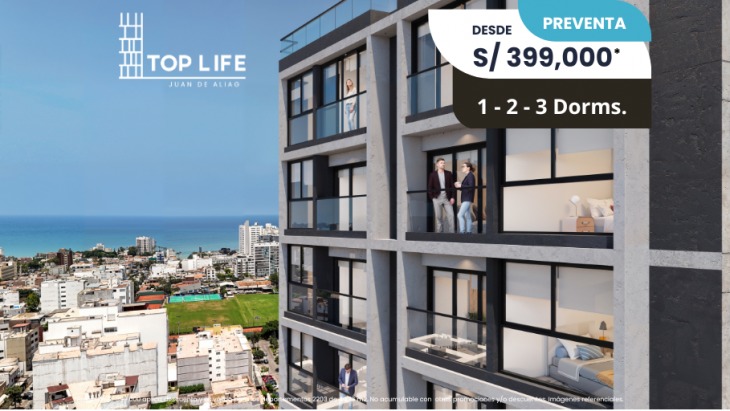 Fachada principal del proyecto TOP LIFE JUAN DE ALIAGA en Magdalena Del Mar
