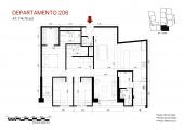 Plano del modelo Flat 206 del proyecto Éccolo en Miraflores