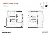 Plano del modelo Duplex Flex con terraza 807 del proyecto Éccolo en Miraflores