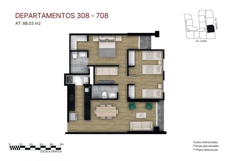 Plano del modelo X08 FLEX del proyecto Éccolo en Miraflores