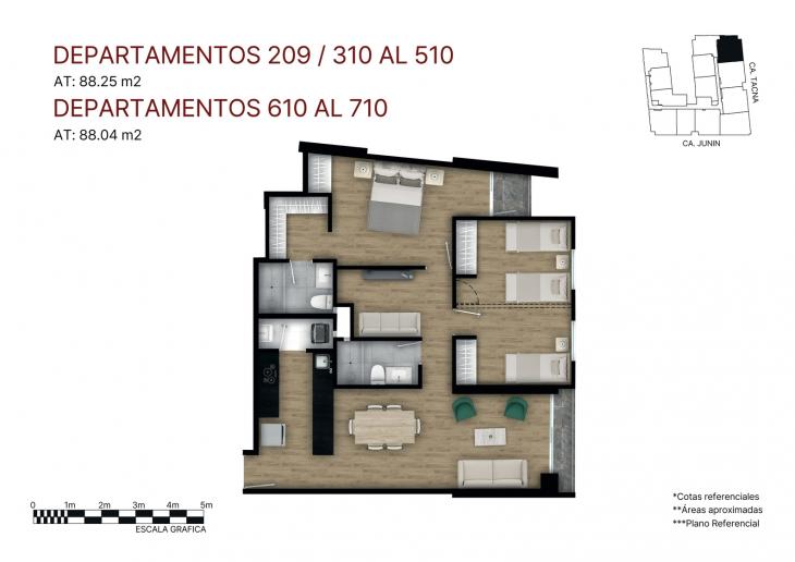 Plano del modelo X10 FLEX del proyecto Éccolo en Miraflores