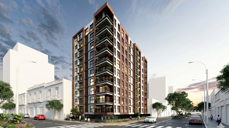 Fachada principal del proyecto MONTERO 200 en Miraflores