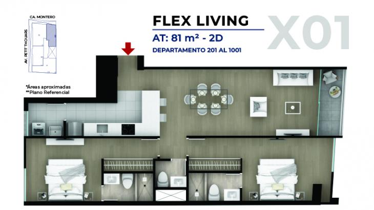 Plano del modelo X01 del proyecto MONTERO 200 en Miraflores