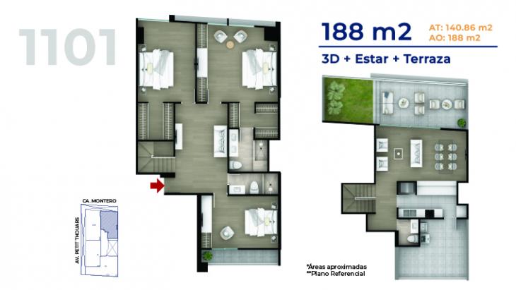 Plano del modelo Duplex 1101 del proyecto MONTERO 200 en Miraflores