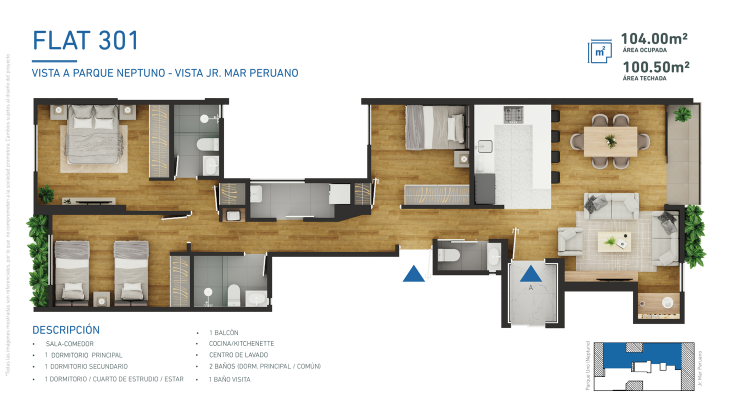 Plano del modelo E del proyecto VISTA VERDE II en Santiago De Surco