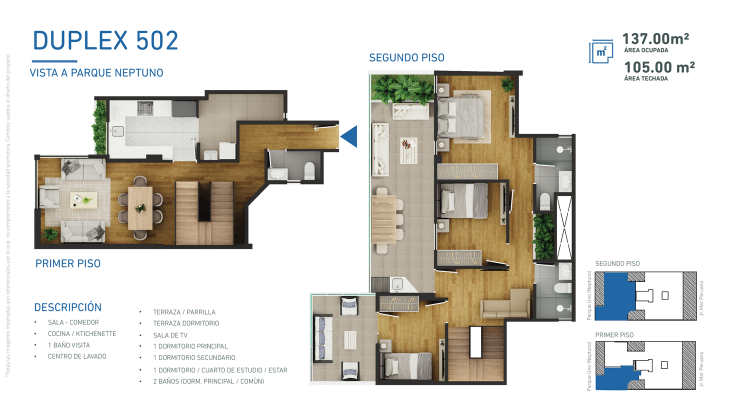 Plano del modelo H del proyecto VISTA VERDE II en Santiago De Surco