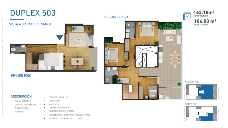 Plano del modelo I del proyecto VISTA VERDE II en Santiago De Surco