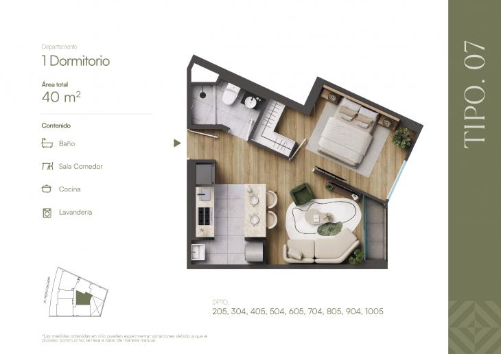 Plano del modelo TIPOLOGIA 7 del proyecto ROOTS en Barranco