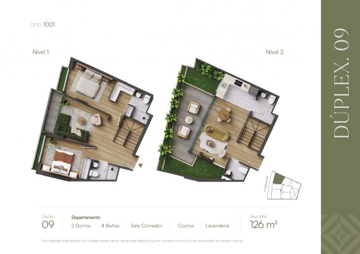Plano del modelo TIPOLOGIA 9 del proyecto ROOTS en Barranco