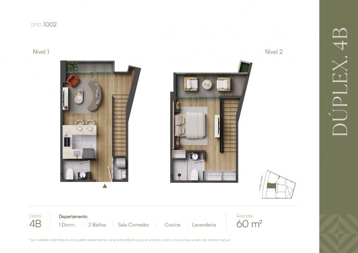 Plano del modelo TIPOLOGIA 4-B del proyecto ROOTS en Barranco