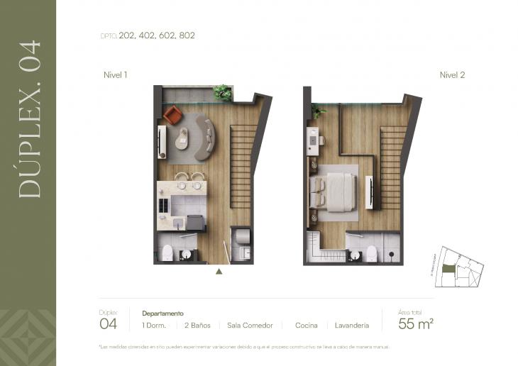 Plano del modelo TIPOLOGIA 4 del proyecto ROOTS en Barranco