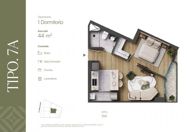 Plano del modelo TIPOLOGIA 7-A del proyecto ROOTS en Barranco