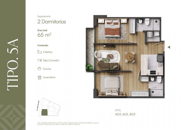 Plano del modelo TIPOLOGIA 5-A del proyecto ROOTS en Barranco