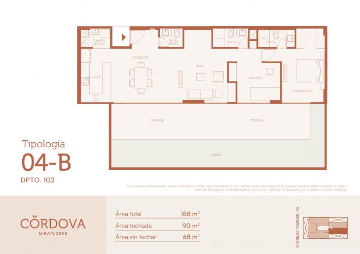 Plano del modelo 4-B del proyecto Córdova en Miraflores