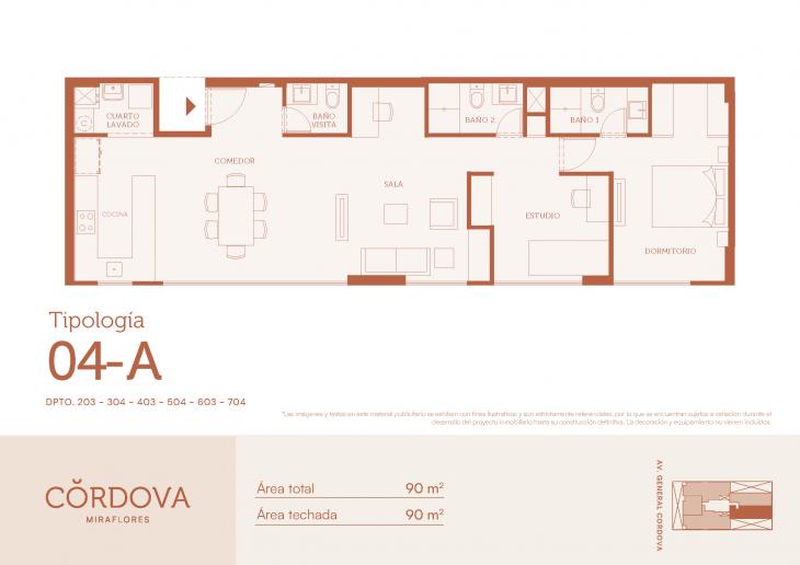 Plano del modelo 4-A del proyecto Córdova en Miraflores