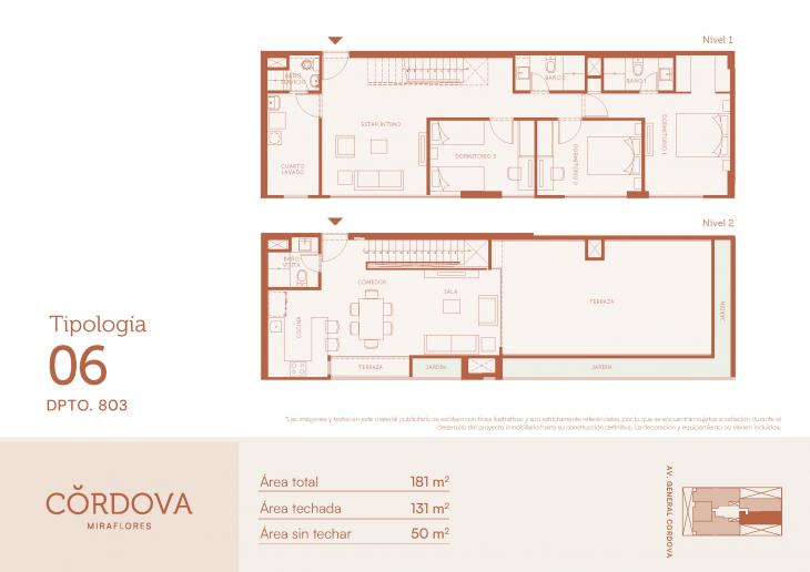 Plano del modelo 6 del proyecto Córdova en Miraflores