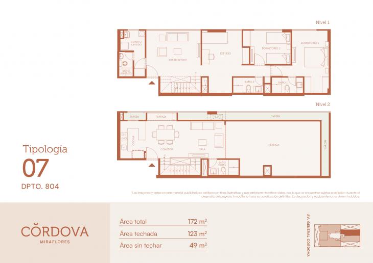 Plano del modelo 7 del proyecto Córdova en Miraflores