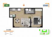 Plano del modelo 105 del proyecto Residencial Green Life en Chorrillos