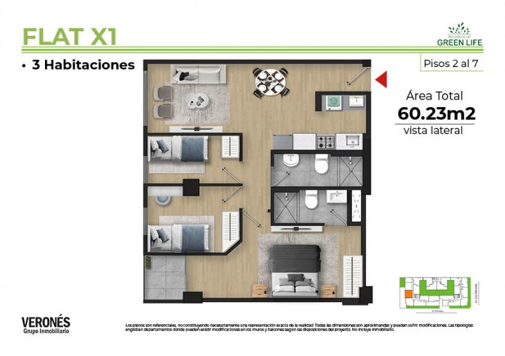 Plano del modelo 201 al 701 del proyecto Residencial Green Life en Chorrillos