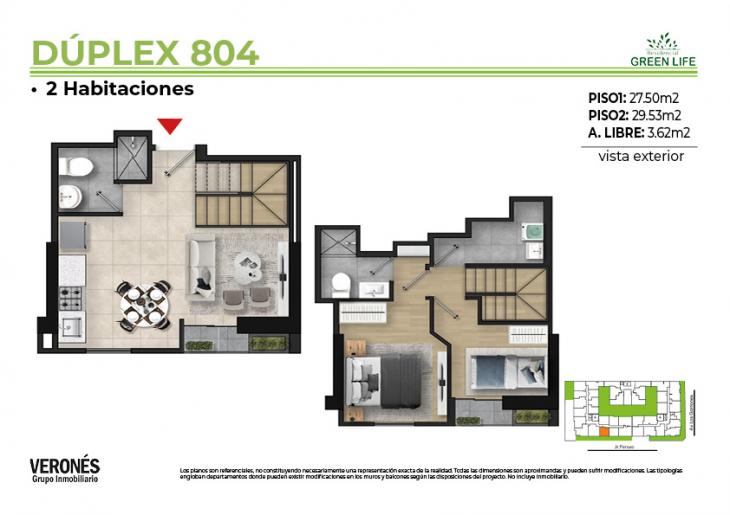 Plano del modelo 804 del proyecto Residencial Green Life en Chorrillos