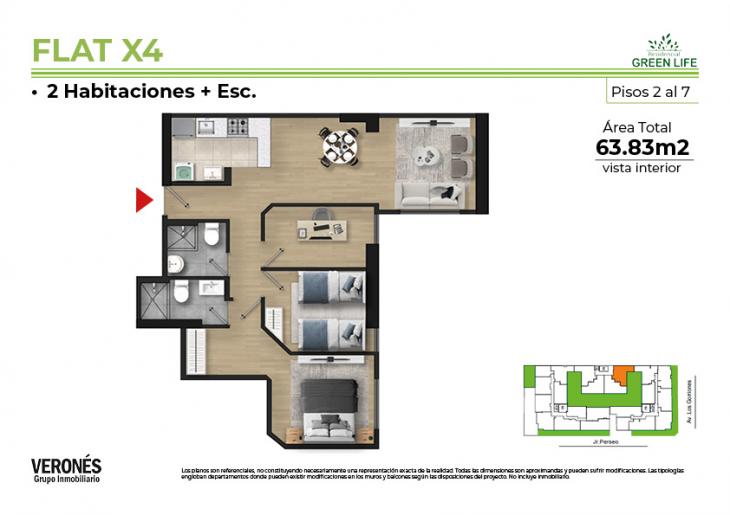 Plano del modelo C-604 del proyecto Residencial Green Life Etapa 2 en Chorrillos