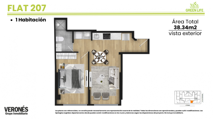 Plano del modelo B-07 del proyecto Residencial Green Life Etapa 2 en Chorrillos