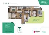 Plano del modelo XA01 del proyecto Atria en Miraflores