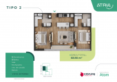 Plano del modelo XA02 del proyecto Atria en Miraflores